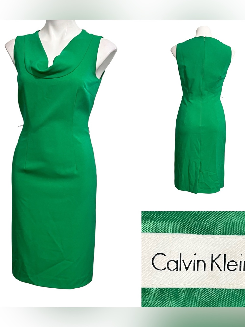 Calvin Klein Emerald Green Sleeveless Sheath Dress